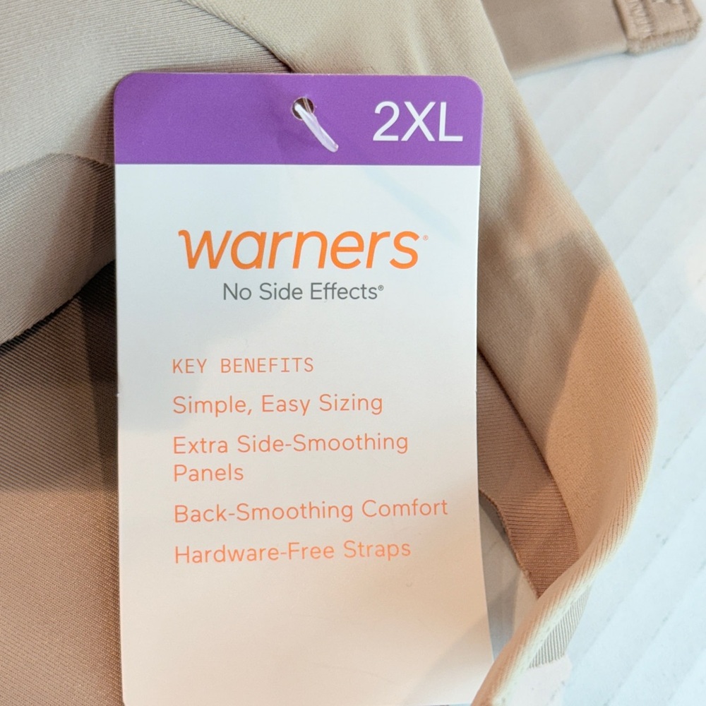 🆕 Warners No Side Effects Wireless Bra 2XL Tan~Smooth Support Seamless Comfort - Picture 3 of 16
